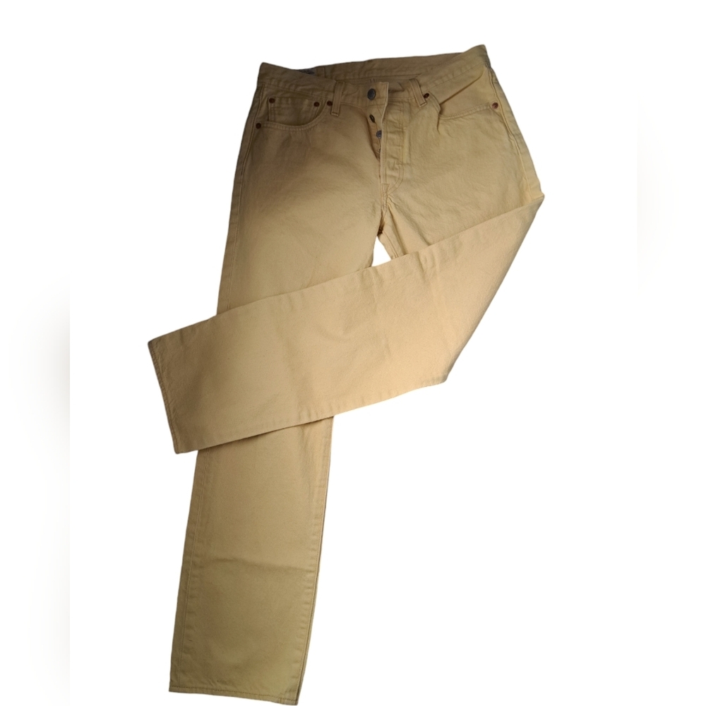 LEVIS 501 YELLOW button fly cotton jeans soft straight 32/32 (fits 32/31) preppy